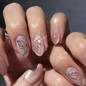 Elegant Nude and Pink Press on Nail Set